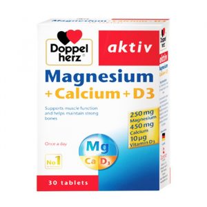 Magnesium + Calcium + D3 Doppelherz 3 vỉ x 10 viên - Viên uống phát triển cơ và xương