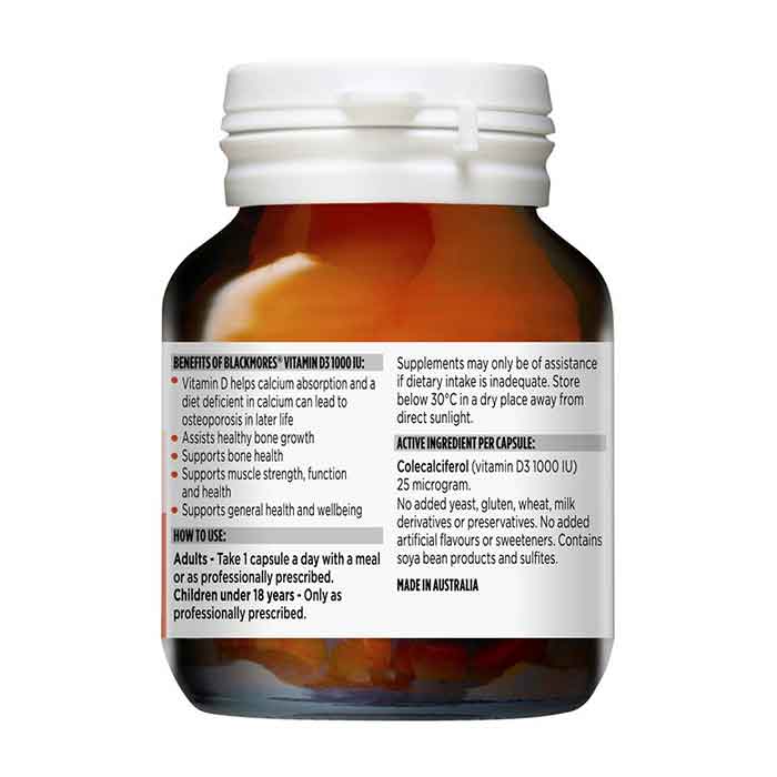 Viên uống bổ xương Blackmores Vitamin D3 1000IU 60 viên 2 Viên uống bổ xương Blackmores Vitamin D3 1000IU 60 viên