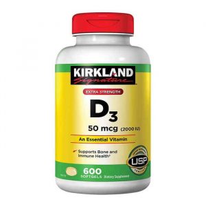 Viên uống bổ sung Kirkland Vitamin D3 50mcg 2000 IU 600 viên