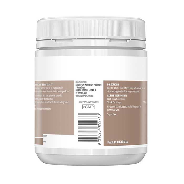 Viên sụn cá mập Healthy Care Shark Cartilage 750mg 200 viên 3 Viên sụn cá mập Healthy Care Shark Cartilage 750mg 200 viên - Ảnh 3