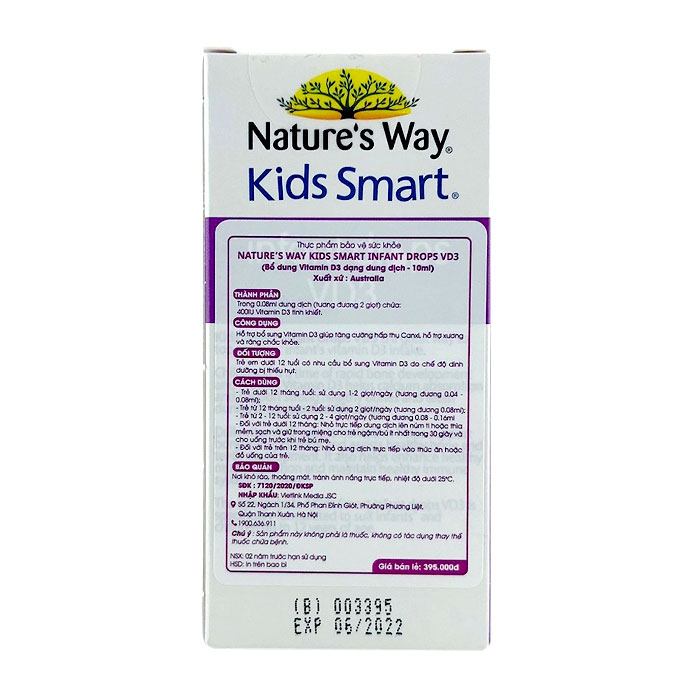Nhỏ giọt bổ xung Vitamin D3 Nature's Way Kids Smart Infant Drops VD3 20ml 2 Nature' Way Kids Smart Infant Drops VD3 20ml