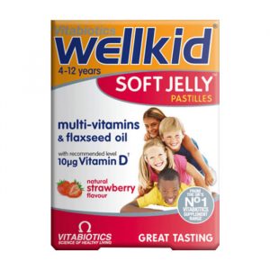 Vitabiotics Wellkid Multi-vitamins & Flaxseed oil (Hương dâu) 30 viên0