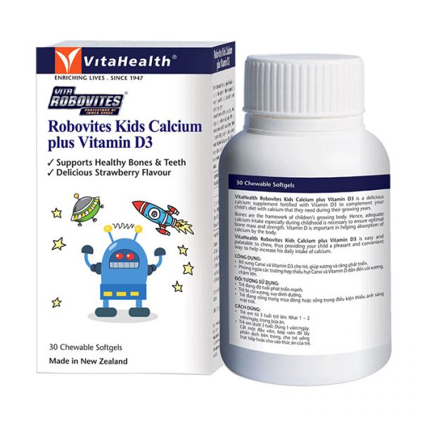 VitaHealth Robovites Kids Calcium plus Vitamin D3 30 viên