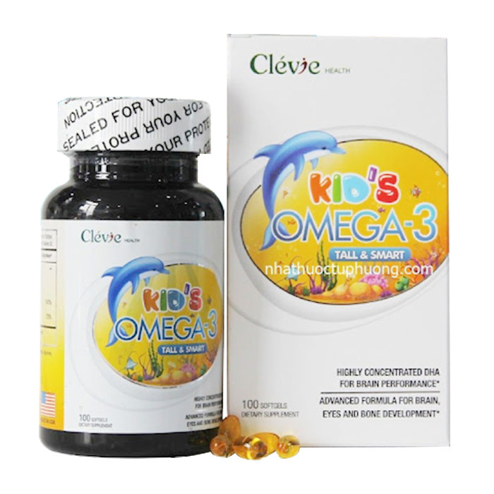 Kid's Omega 3 Tall & Smart Clevie Health 100 viên - Viên uống bổ sung DHA cho bé 1 Kid's Omega 3 Tall & Smart Clevie Health 100 viên