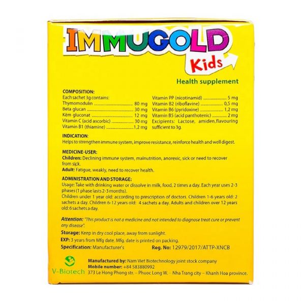 Immugold Kids 30 gói x 3g - Tăng cường sức đề kháng cho trẻ